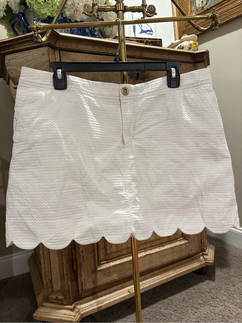 Lilly Pulitzer White Scalloped Hem Mini Skirt